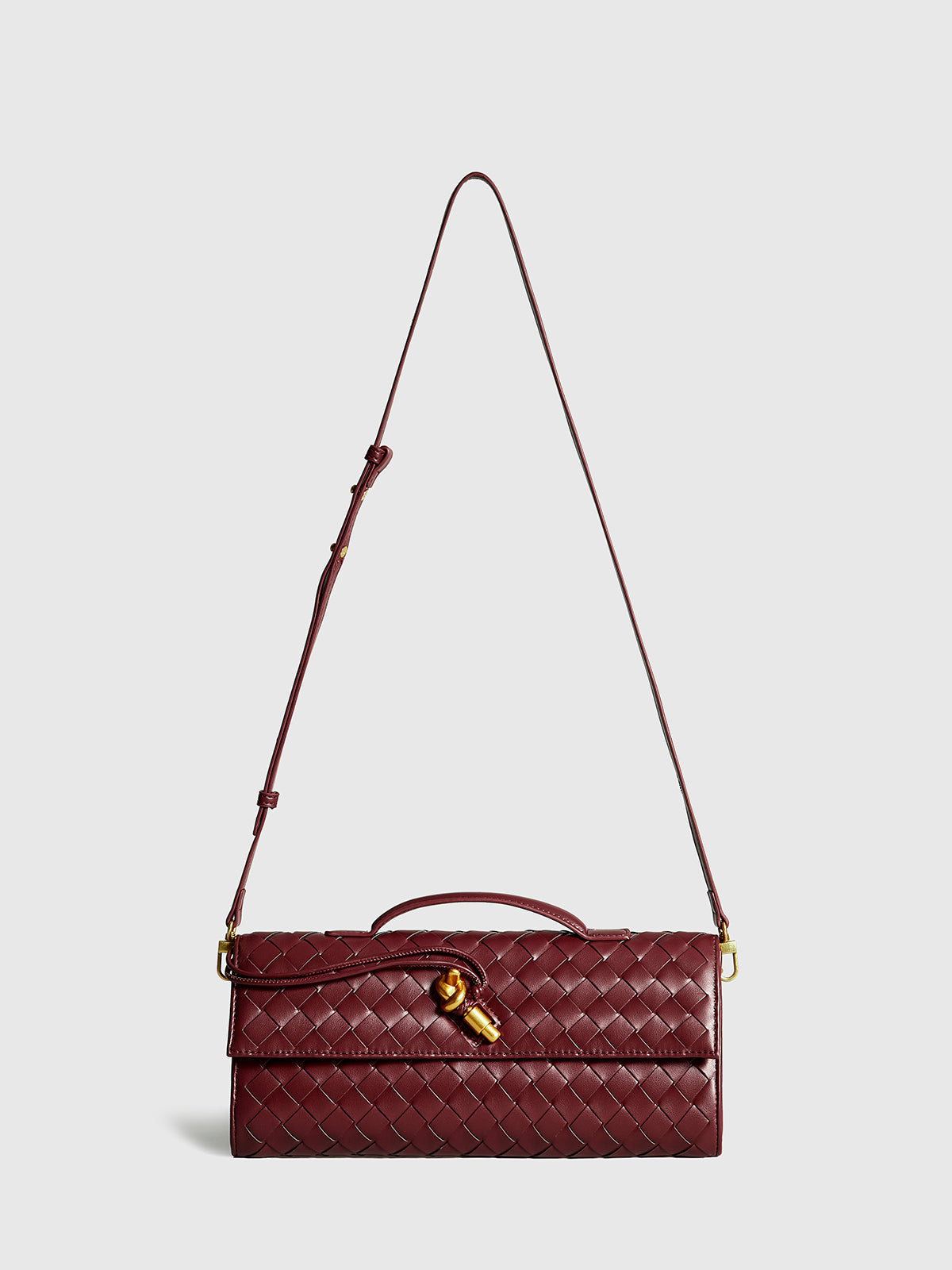 Woven Flap Shoulder Clutch Bag