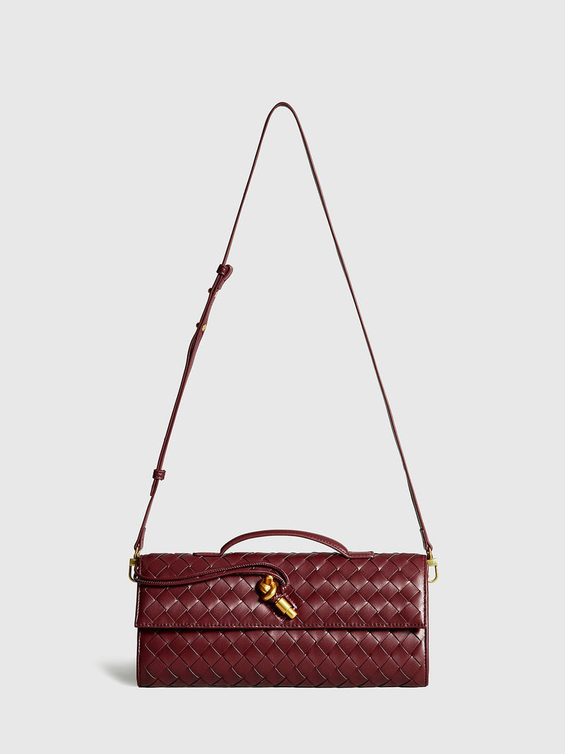 Woven Flap Shoulder Clutch Bag
