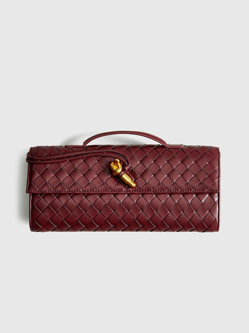 Woven Flap Shoulder Clutch Bag