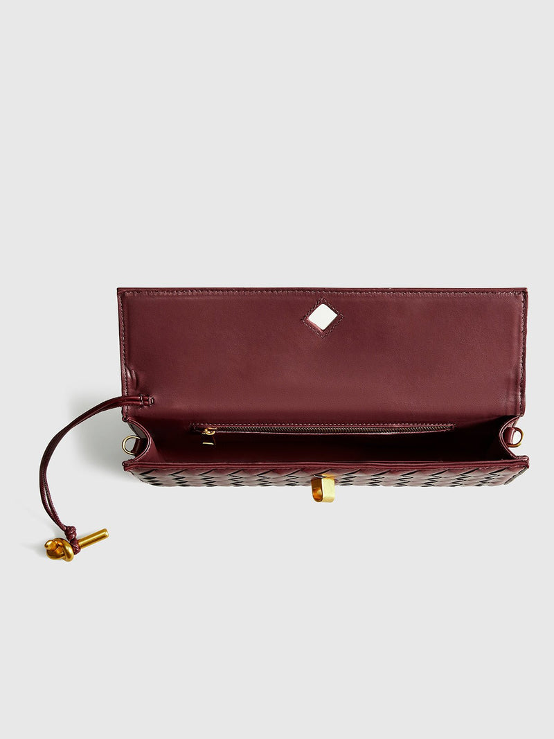 Woven Flap Shoulder Clutch Bag