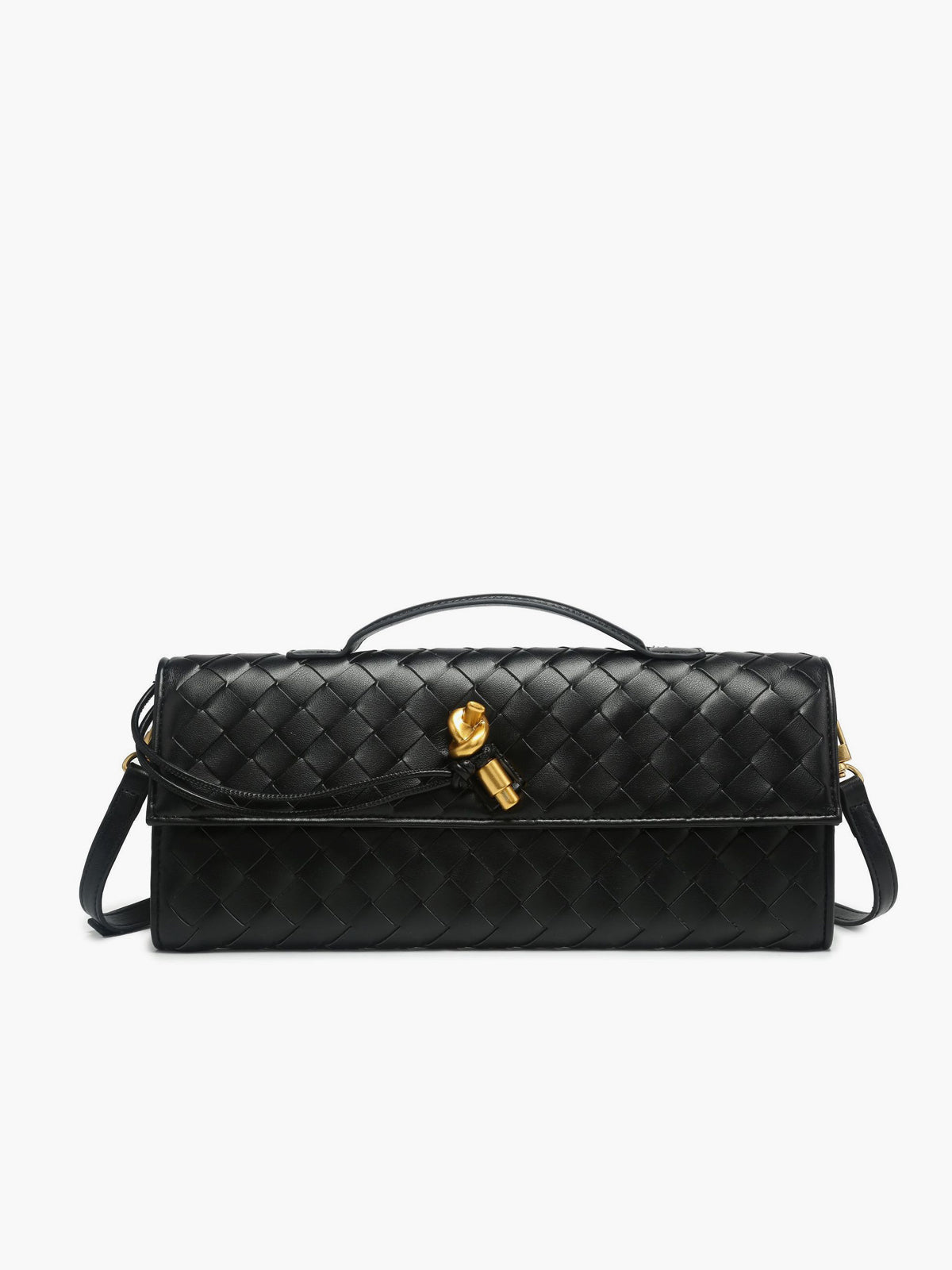 Woven Flap Shoulder Clutch Bag