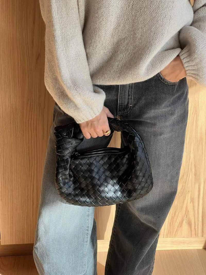 Woven Mini Handbag With Artistic Detailing