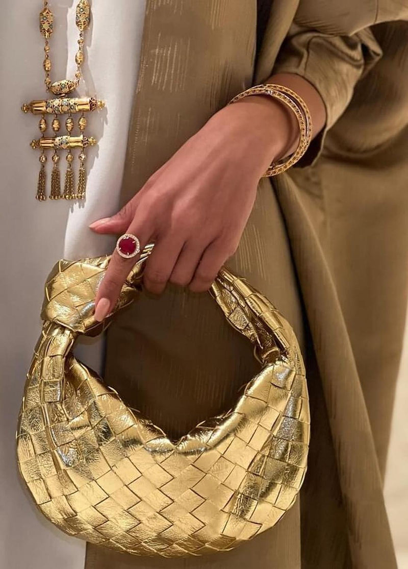 Woven Mini Handbag With Artistic Detailing
