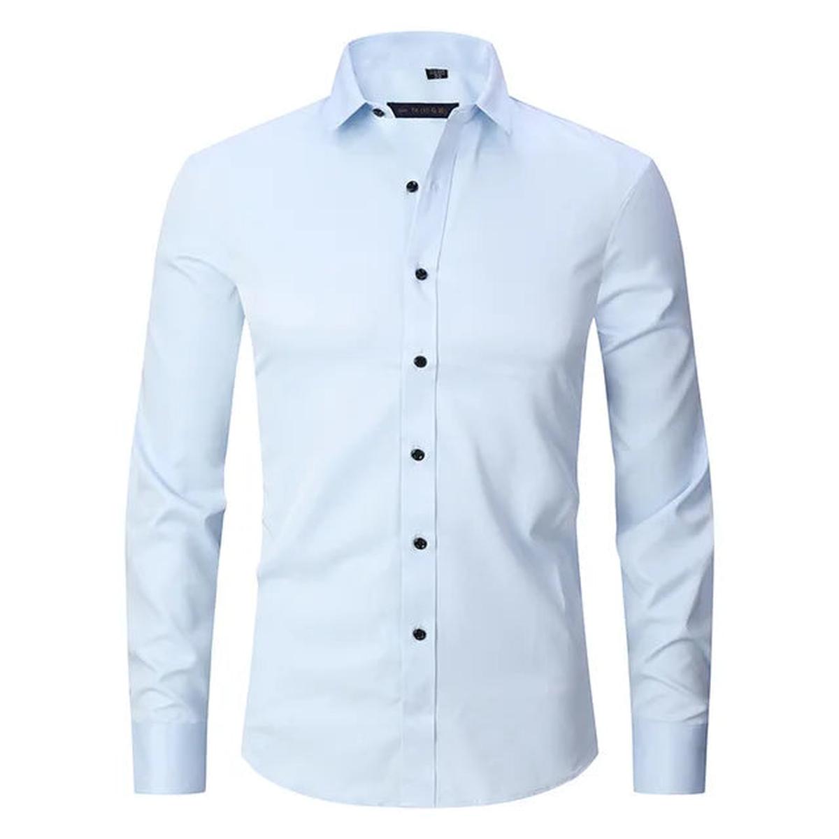 Wrinkle-Free Elastic Men&#39;s Slim-Fit Shirt