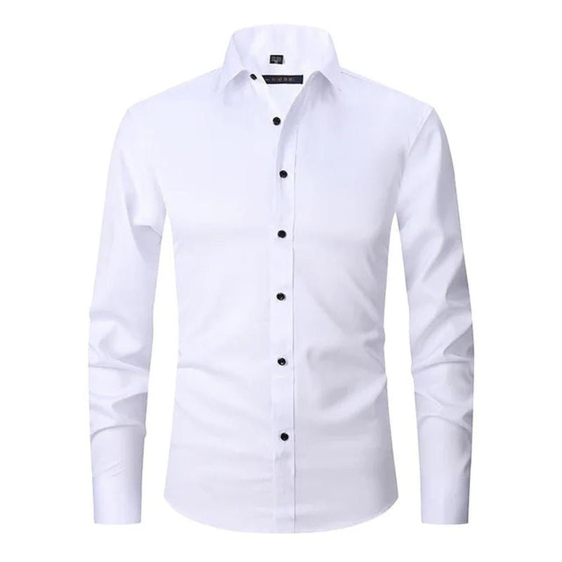 Wrinkle-Free Elastic Men&#39;s Slim-Fit Shirt