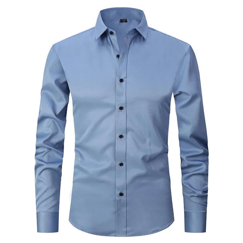 Wrinkle-Free Elastic Men&#39;s Slim-Fit Shirt