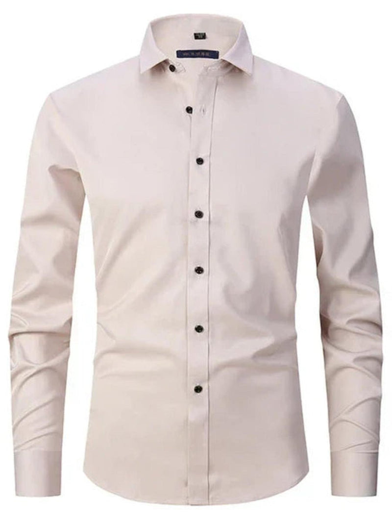 Wrinkle-Free Elastic Men&#39;s Slim-Fit Shirt