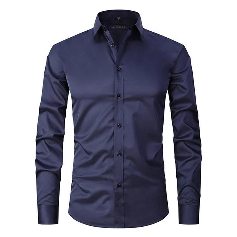 Wrinkle-Free Elastic Men&#39;s Slim-Fit Shirt