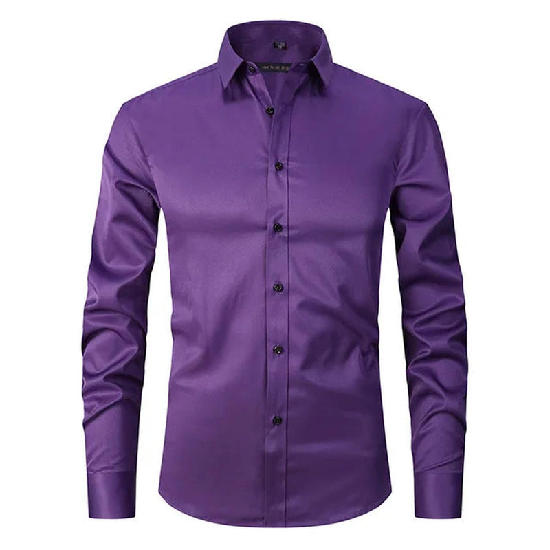 Wrinkle-Free Elastic Men&#39;s Slim-Fit Shirt