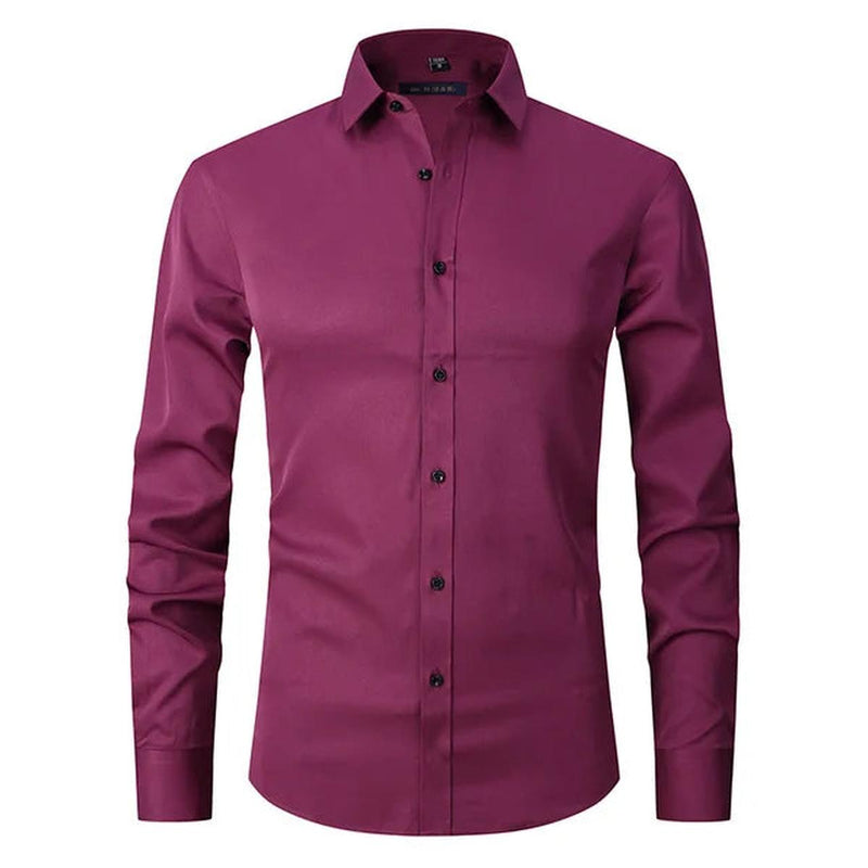 Wrinkle-Free Elastic Men&#39;s Slim-Fit Shirt