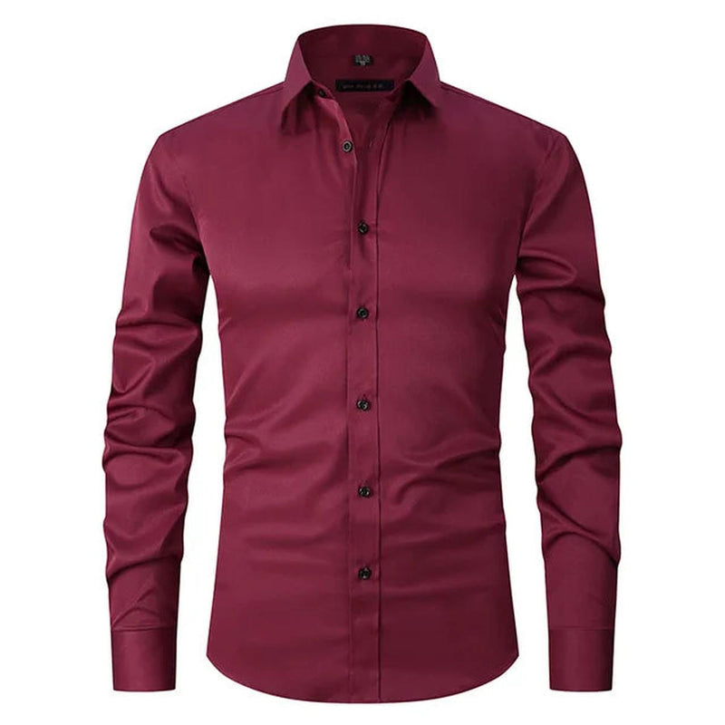 Wrinkle-Free Elastic Men&#39;s Slim-Fit Shirt