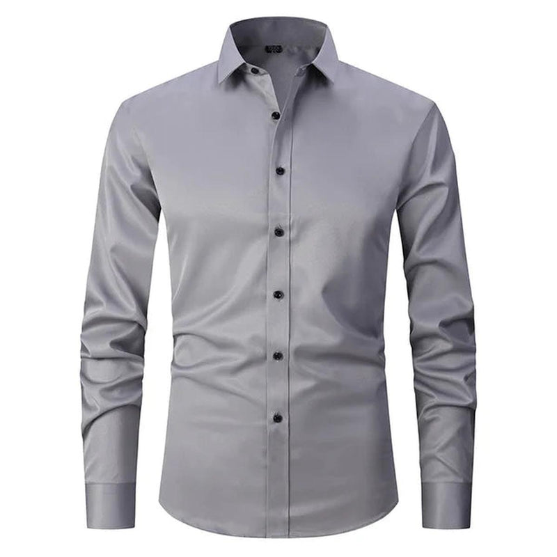 Wrinkle-Free Elastic Men&#39;s Slim-Fit Shirt