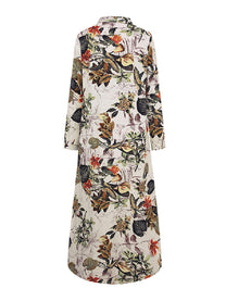 Yellow Floral Cotton Maxi Dress With Front Pockets