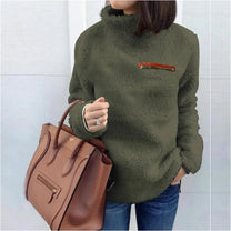 Zipper Detail Turtleneck Pullover Sweater