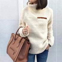Zipper Detail Turtleneck Pullover Sweater