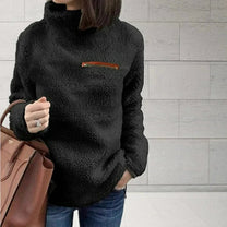 Zipper Detail Turtleneck Pullover Sweater