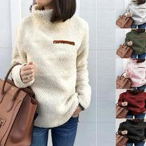Zipper Detail Turtleneck Pullover Sweater