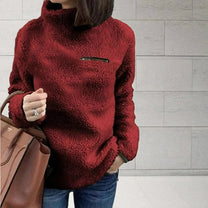 Zipper Detail Turtleneck Pullover Sweater
