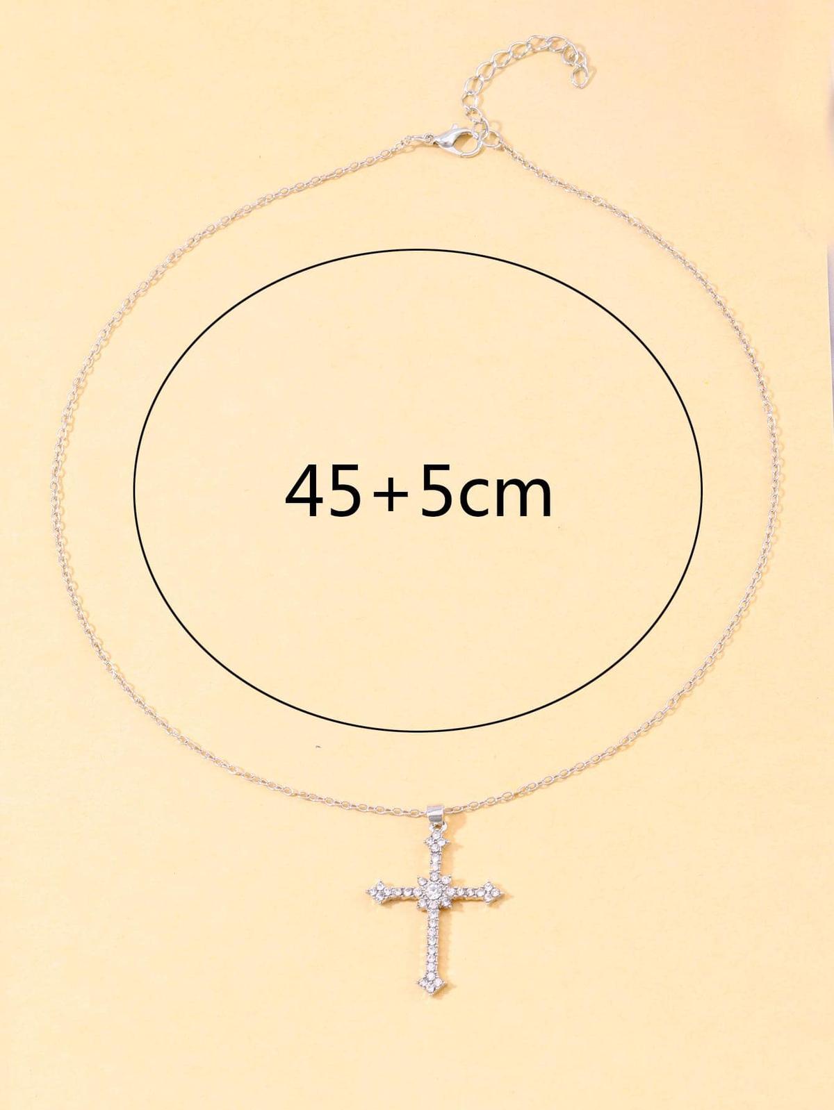 Zircon Crystal Cross Pendant Necklace Silver S925