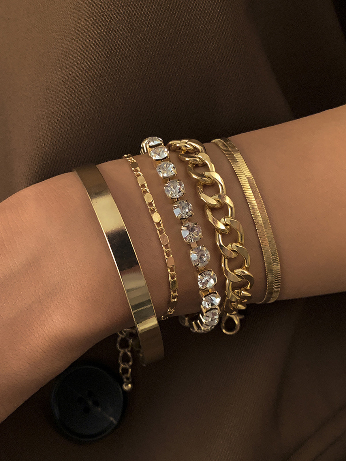 Zirkonia Chain Bracelet Set