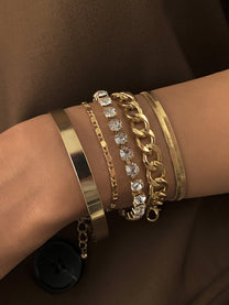 Zirkonia Chain Bracelet Set