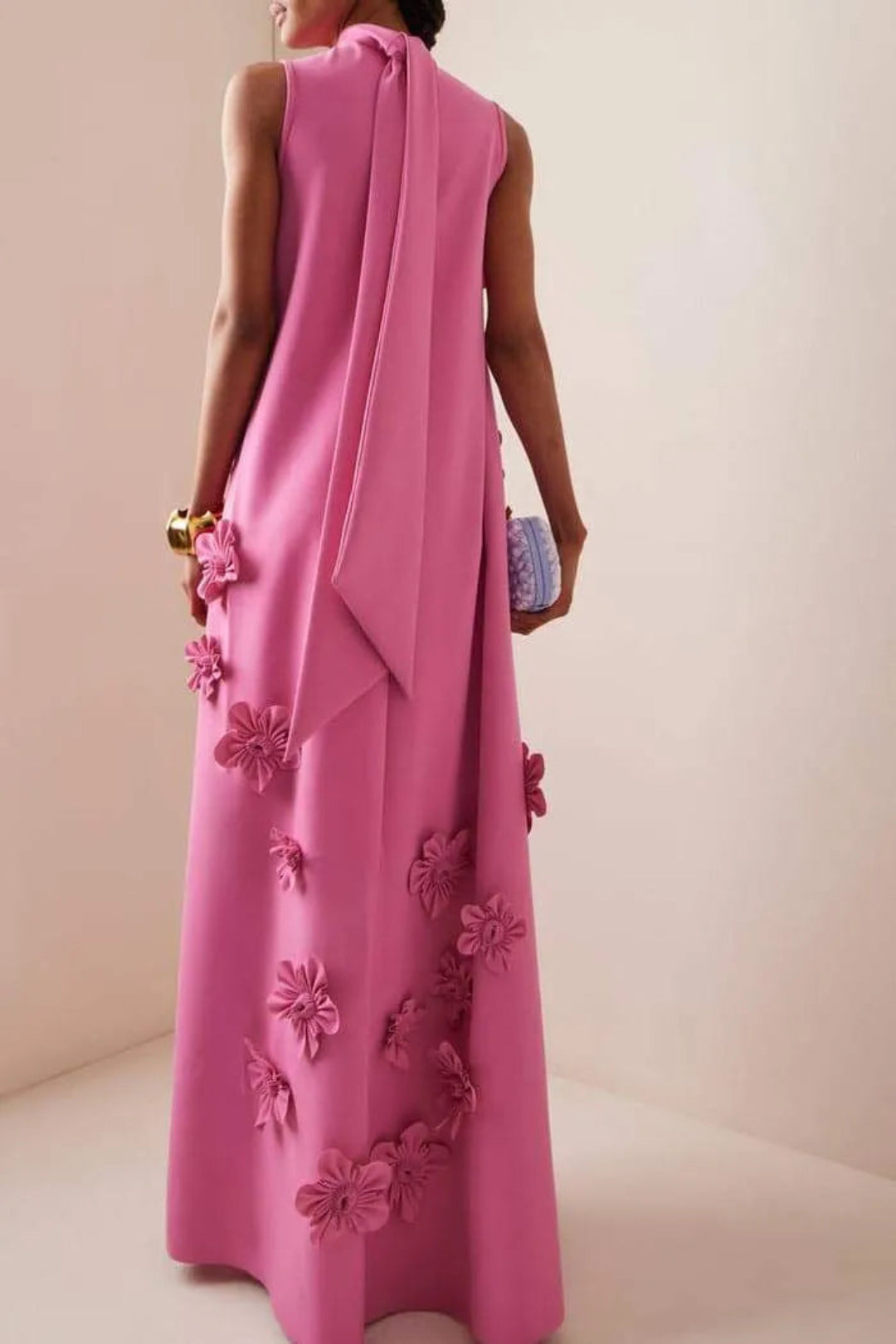 Flower Embellished Sleeveless Maxi Dress
